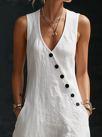MAISON CHÉRIE | Vestido Maxi Mujer Minimalista con Botones – Estilo Elegante Fluido