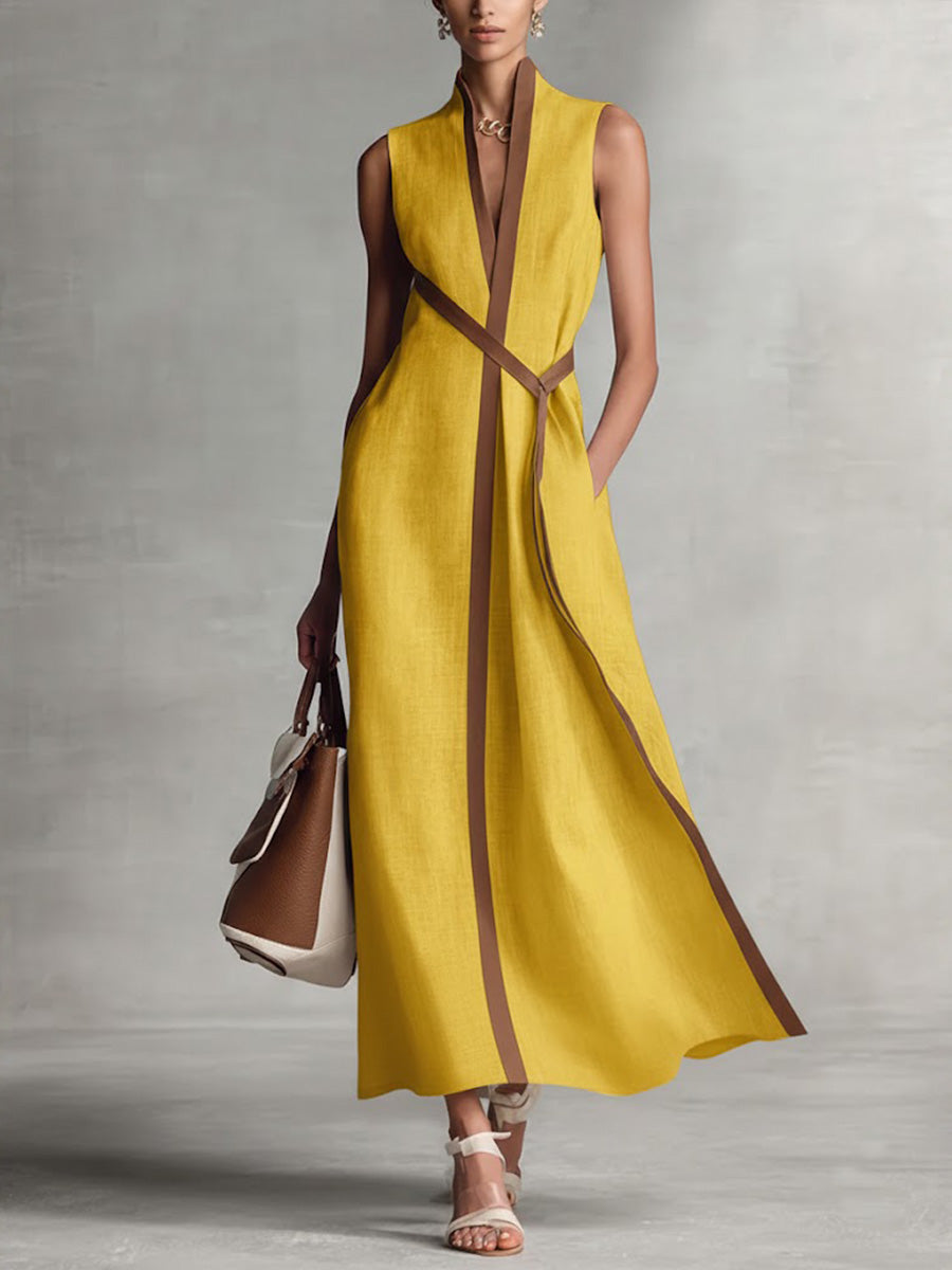 Vestido Claire | Largo de Lino sin Mangas, Fluido para Verano