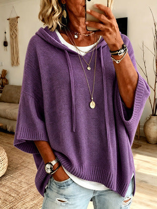 MAISON CHÉRIE | Sudadera oversize con capucha para mujer de punto suave casual