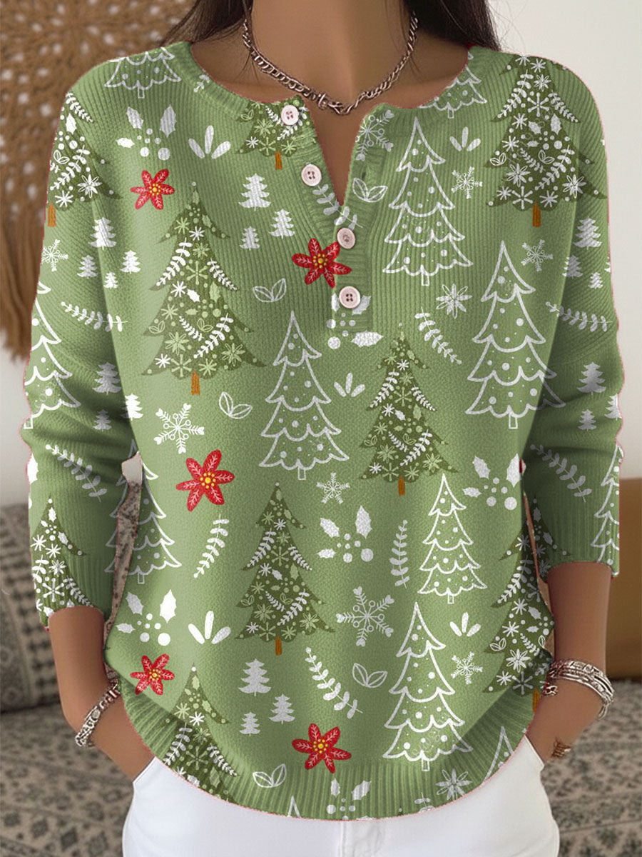 MAISON CHÉRIE | Suéter Mujer Navideño Con Botones Y Estampado Festivo – Jersey Invierno