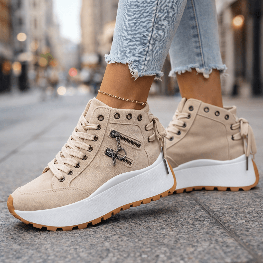 MAISON CHÉRIE | Zapatillas mujer plataforma denim chunky cremalleras urbanas