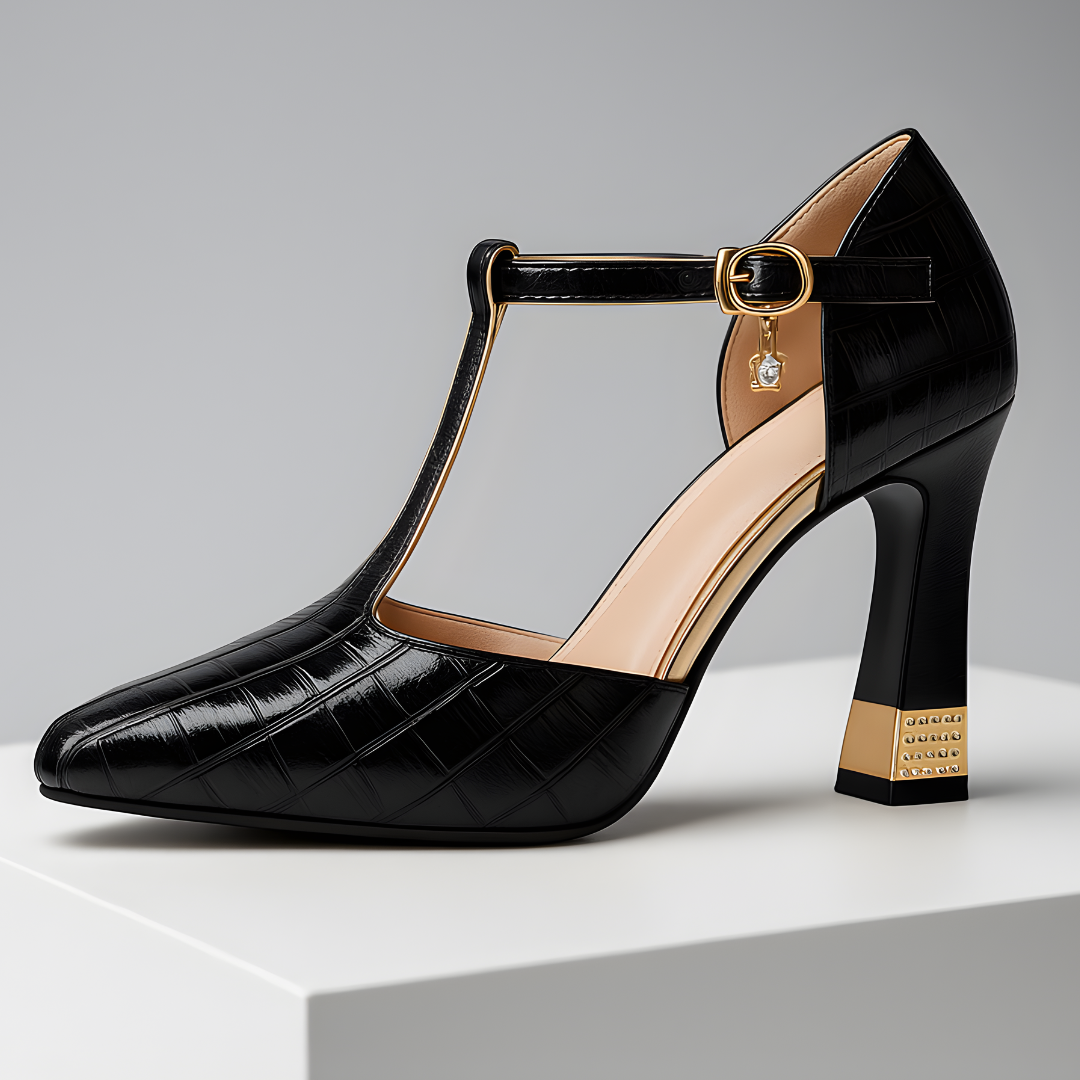 MAISON CHÉRIE | Tacones mujer con tira en T y tacón bloque – estilo elegante fiesta