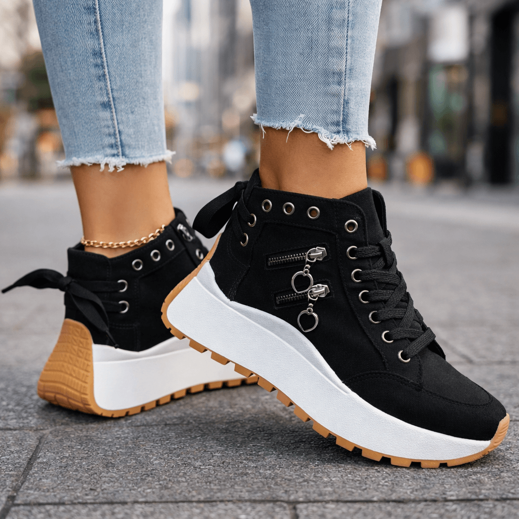 MAISON CHÉRIE | Zapatillas mujer plataforma denim chunky cremalleras urbanas