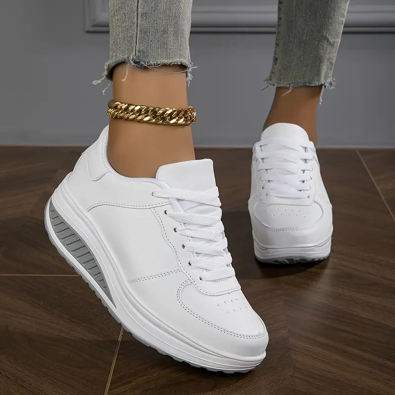 MAISON CHÉRIE | Zapatillas mujer plataforma cuero sintético cordones suela gruesa casual diario
