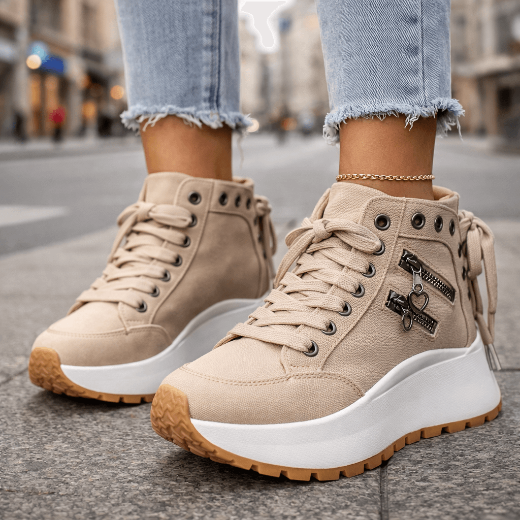 MAISON CHÉRIE | Zapatillas mujer plataforma denim chunky cremalleras urbanas