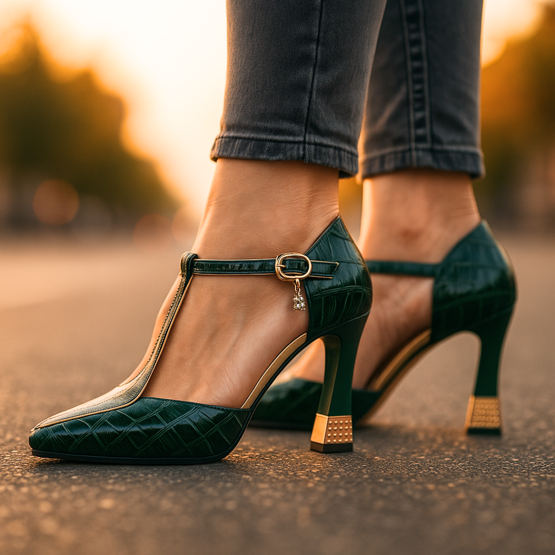 MAISON CHÉRIE | Tacones mujer con tira en T y tacón bloque – estilo elegante fiesta