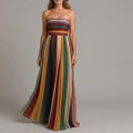 MAISON CHÉRIE | Vestido largo mujer sin tirantes – vestido verano plisado elegante