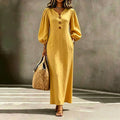MAISON CHÉRIE | Vestido maxi mujer con escote en V y mangas abullonadas
