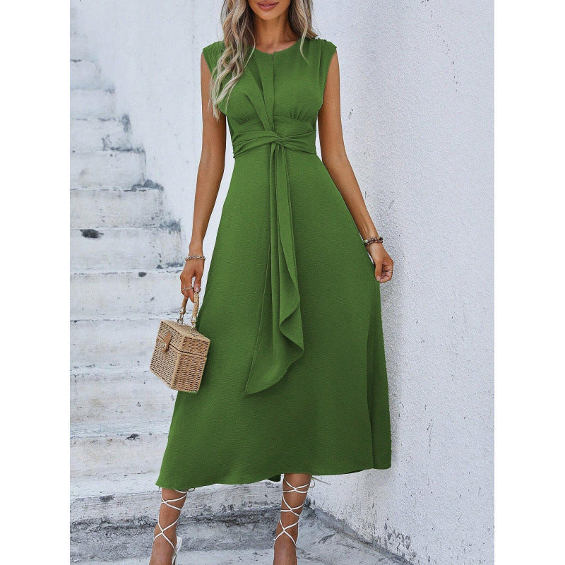 MAISON CHÉRIE | Vestido largo para mujer con cintura drapeada y diseño sin mangas