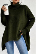 MAISON CHÉRIE | Suéter oversize de mujer con cuello alto y dobladillo asimétrico