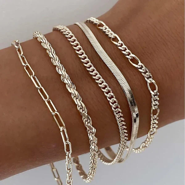 MAISON CHÉRIE | Set de 5 pulseras en oro