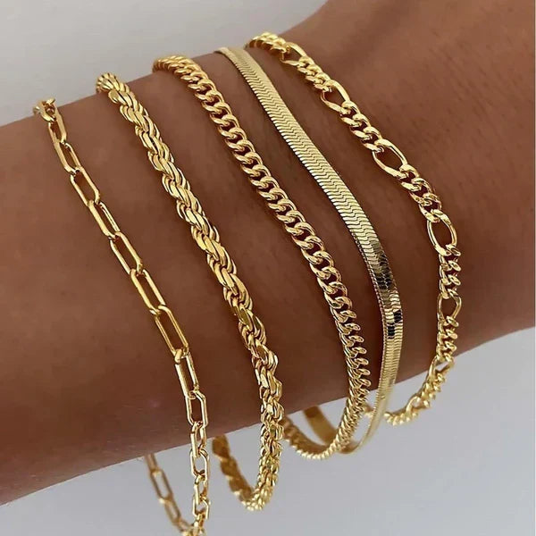 MAISON CHÉRIE | Set de 5 pulseras en oro