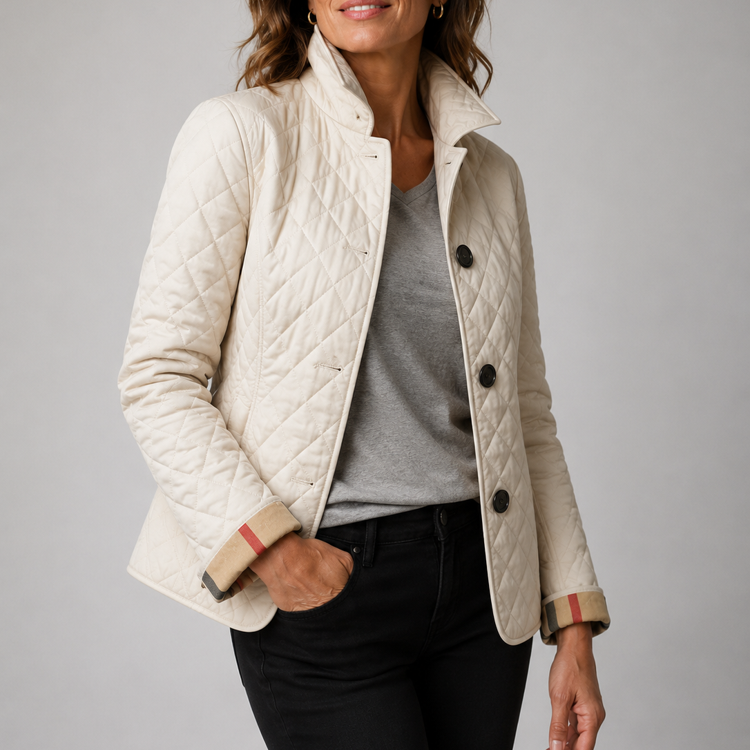 MAISON CHÉRIE | Chaqueta acolchada de mujer con cuello alto y botones frontales