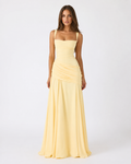 MAISON CHÉRIE | Vestido maxi mujer con escote cuadrado y drapeado lateral
