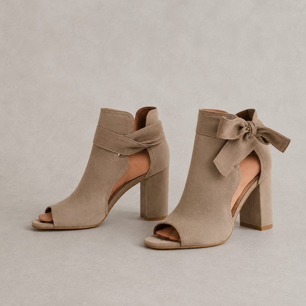 MAISON CHÉRIE | Sandalias mujer de tacón cuadrado con lazo elegante y punta abierta