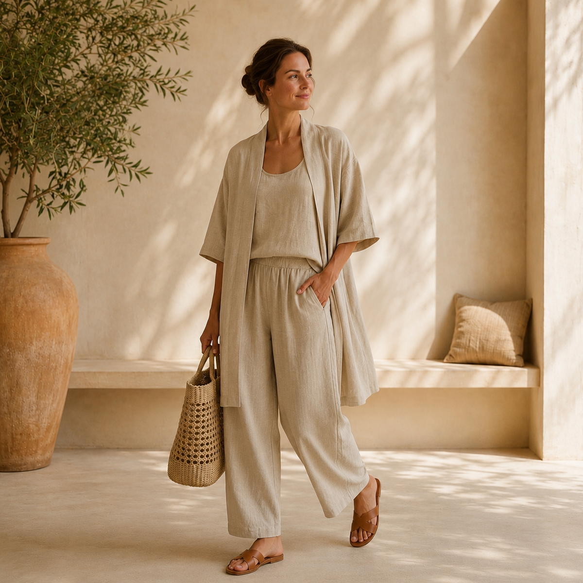 MAISON CHÉRIE | Clara | Conjunto de Lino Premium 3 Piezas