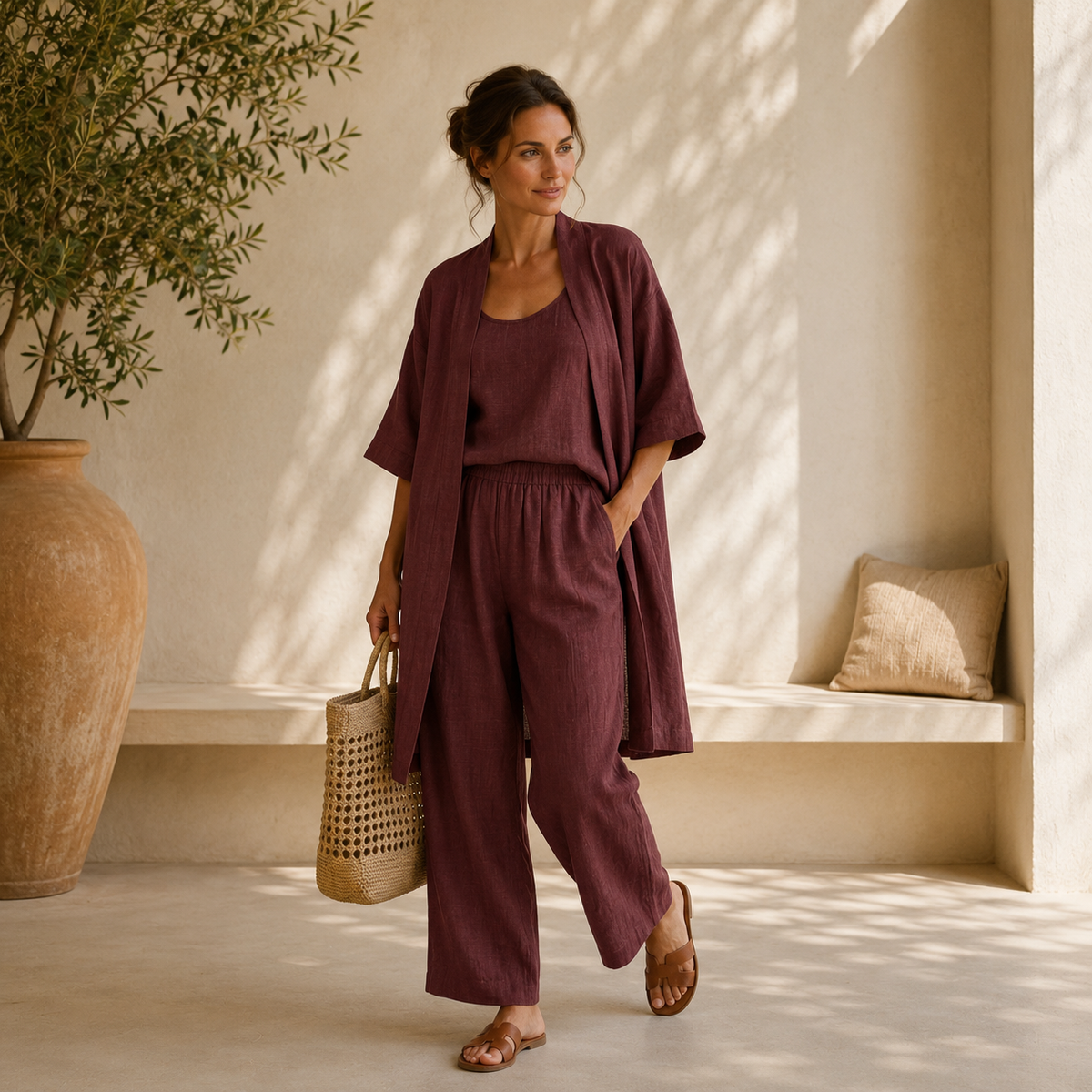MAISON CHÉRIE | Clara | Conjunto de Lino Premium 3 Piezas