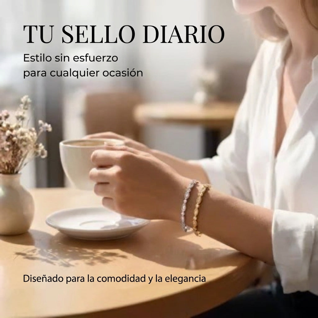 MAISON CHÉRIE | Pulsera elegante en oro con circonita