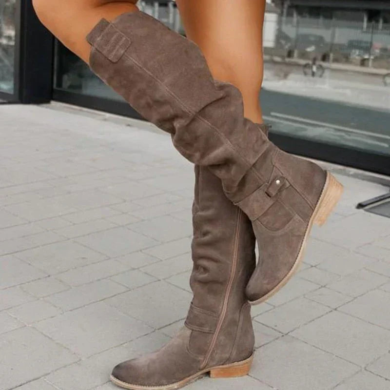 MAISON CHÉRIE | Botas mujer altas con diseño suave tipo ante – estilo elegante invierno