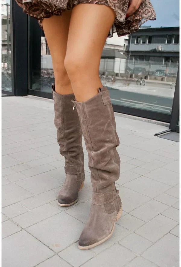 MAISON CHÉRIE | Botas mujer altas con diseño suave tipo ante – estilo elegante invierno