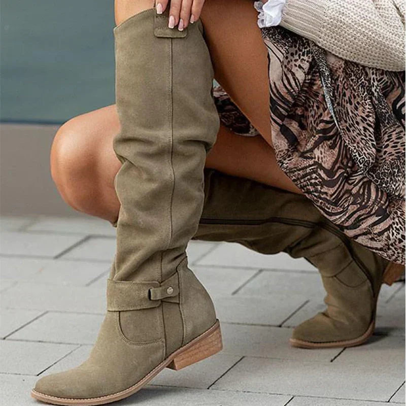 MAISON CHÉRIE | Botas mujer altas con diseño suave tipo ante – estilo elegante invierno