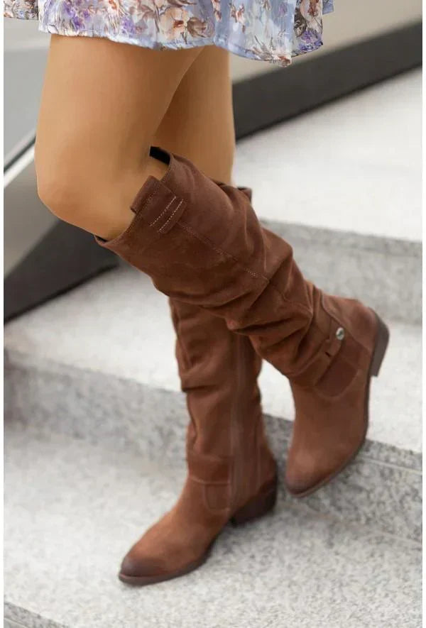 MAISON CHÉRIE | Botas mujer altas con diseño suave tipo ante – estilo elegante invierno