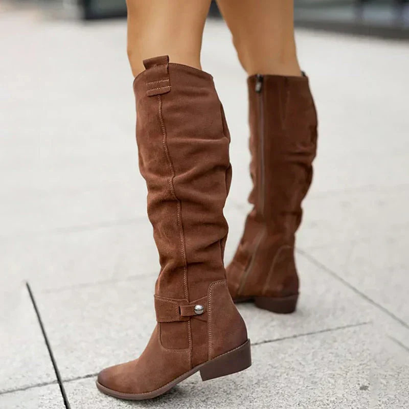 MAISON CHÉRIE | Botas mujer altas con diseño suave tipo ante – estilo elegante invierno