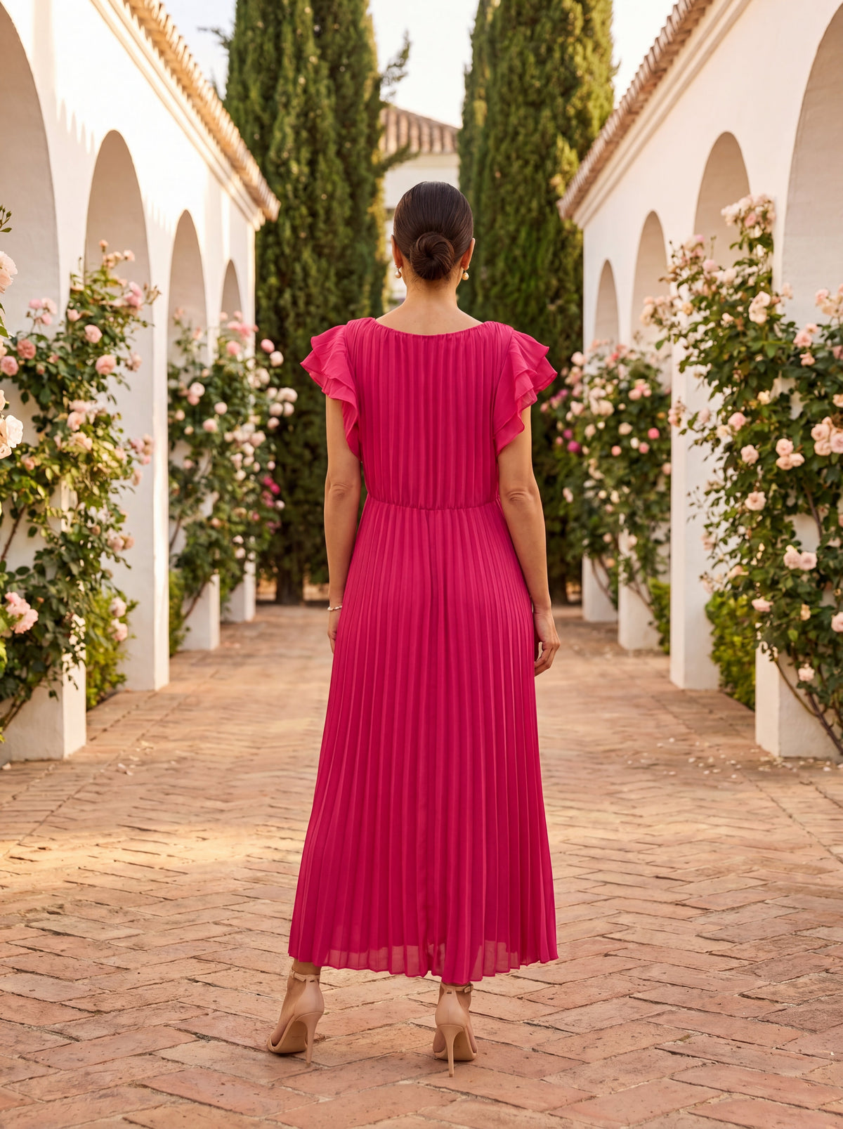 MAISON CHÉRIE | Vestido mujer elegante plisado para ocasiones especiales