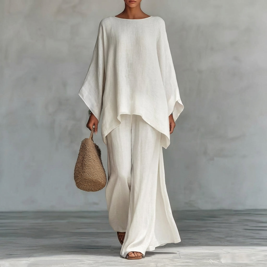 MAISON CHÉRIE | Carmen | Conjunto de Dos Piezas con Mangas Largas y Pantalones Anchos
