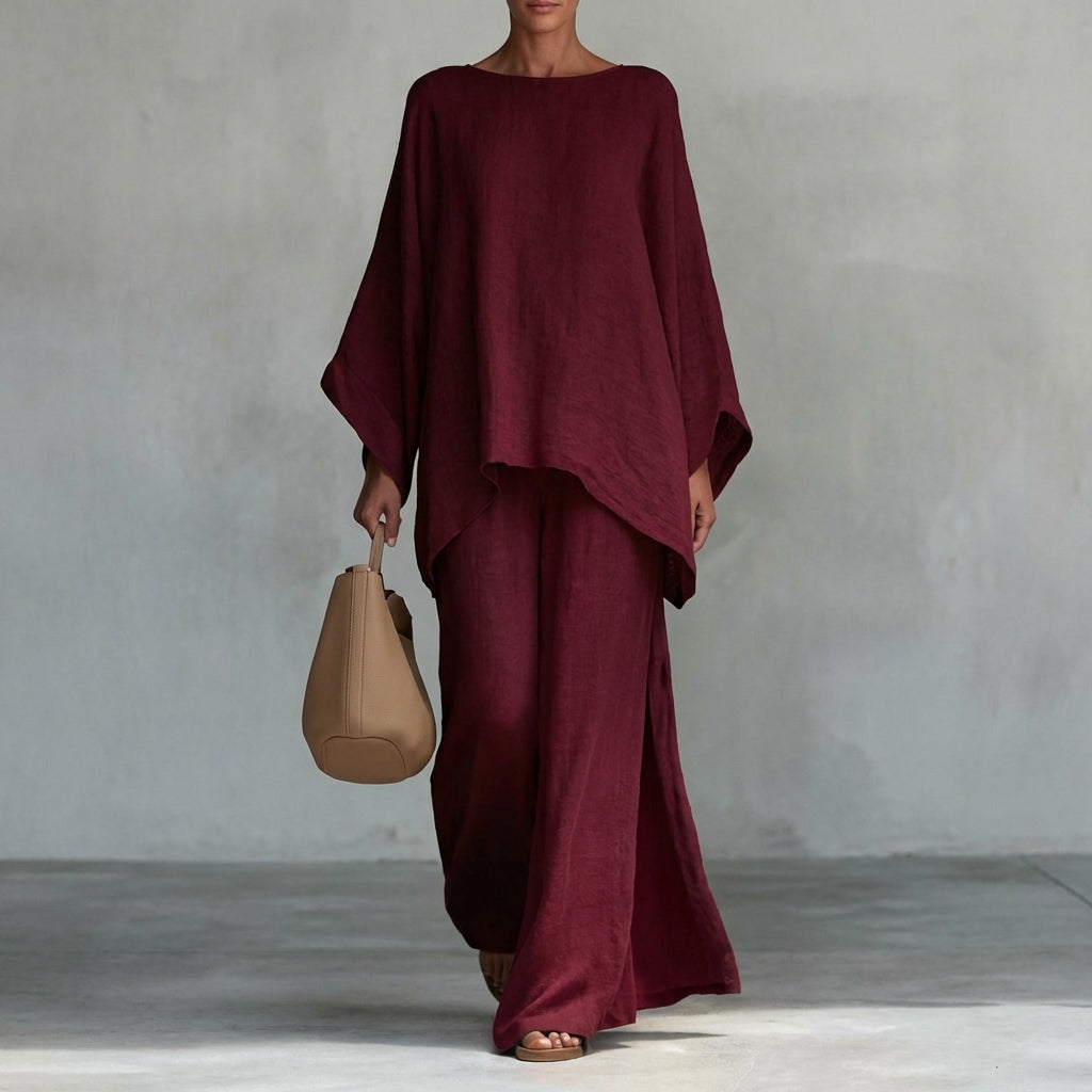 MAISON CHÉRIE | Carmen | Conjunto de Dos Piezas con Mangas Largas y Pantalones Anchos