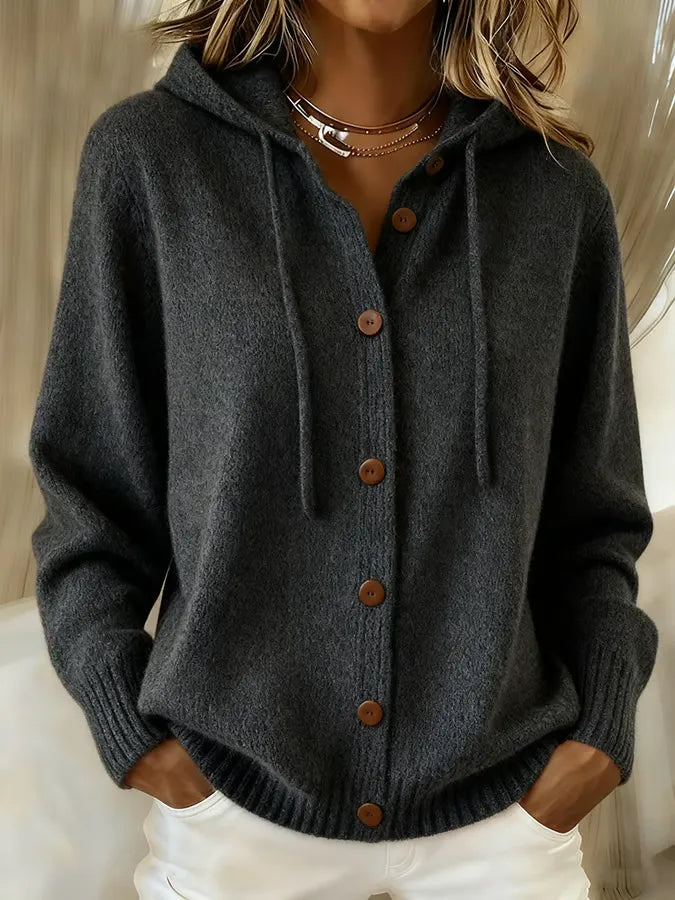 MAISON CHÉRIE | Chaqueta de Punto con Capucha y Botones