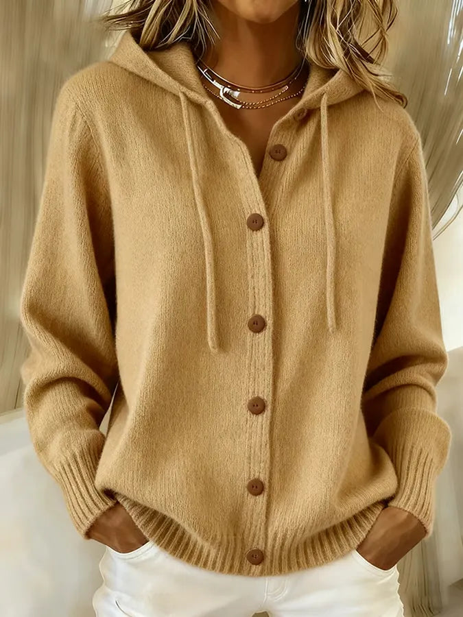 MAISON CHÉRIE | Chaqueta de Punto con Capucha y Botones