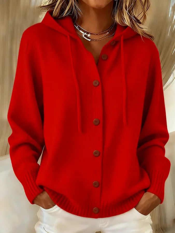 MAISON CHÉRIE | Chaqueta de Punto con Capucha y Botones