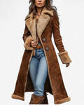 MAISON CHÉRIE | Abrigo largo de mujer con piel sintética – abrigo de invierno de estilo vintage