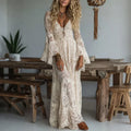 MAISON CHÉRIE | Vestido largo mujer de encaje vintage con mangas acampanadas