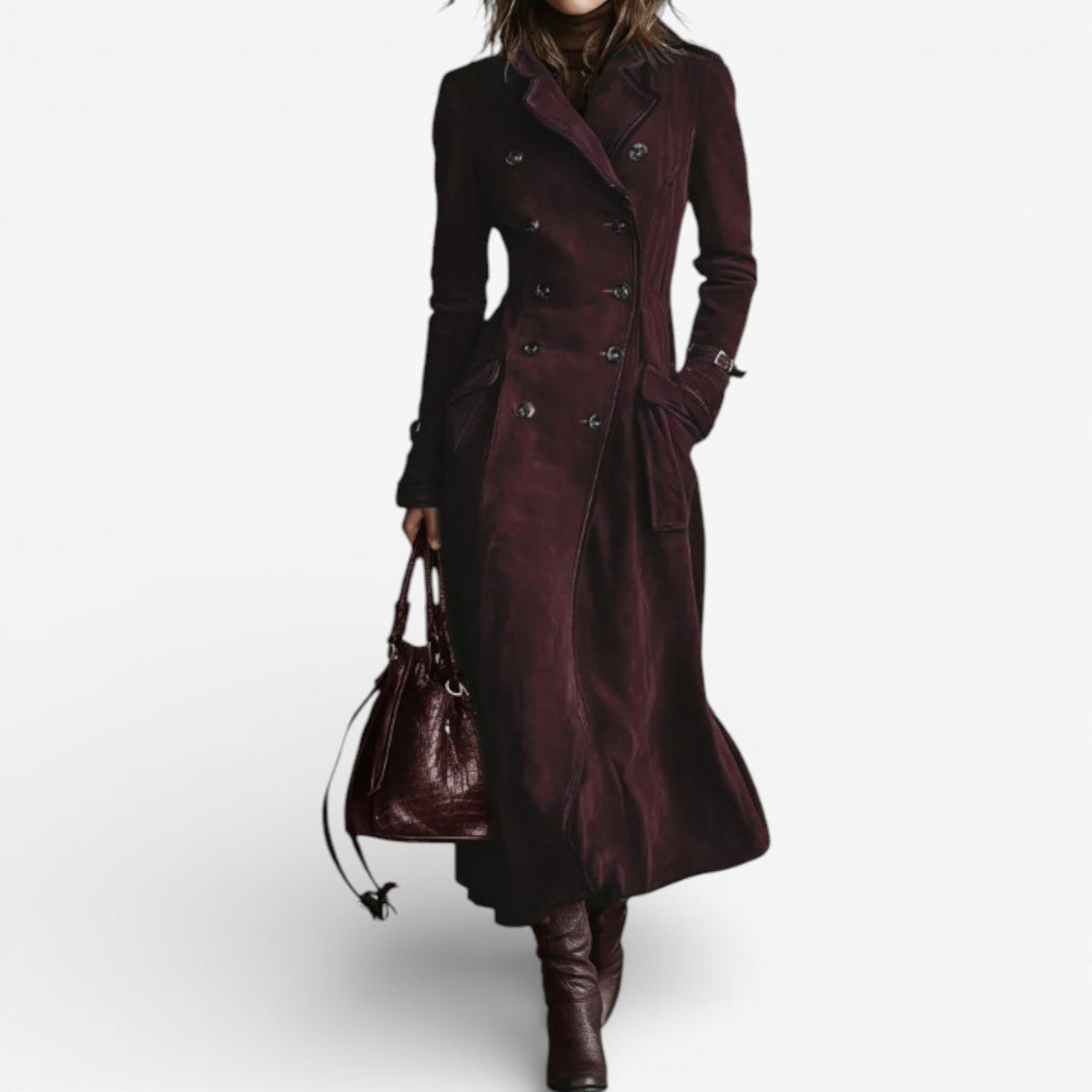 Abrigo largo Sophie | Estilo Trench Efecto Ante