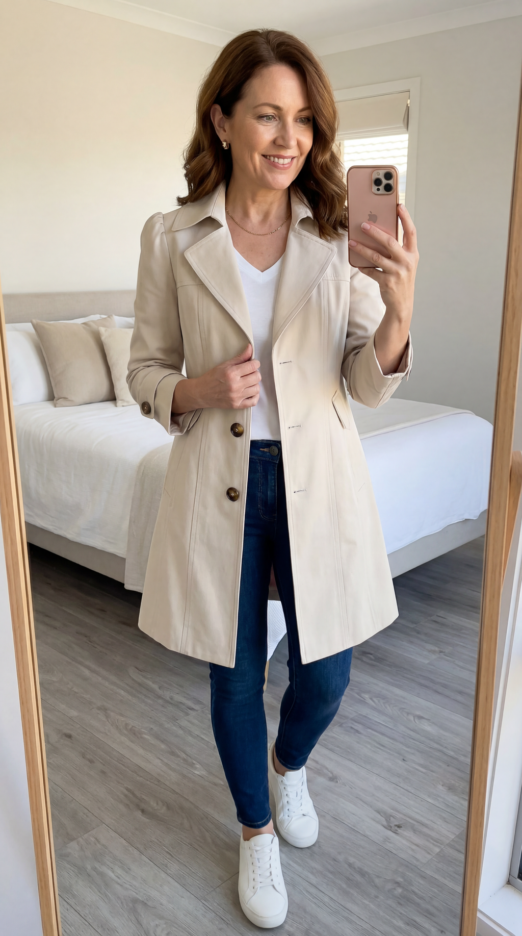 MAISON CHÉRIE | Abrigo trench mujer elegante rosa vintage – ligero y versátil