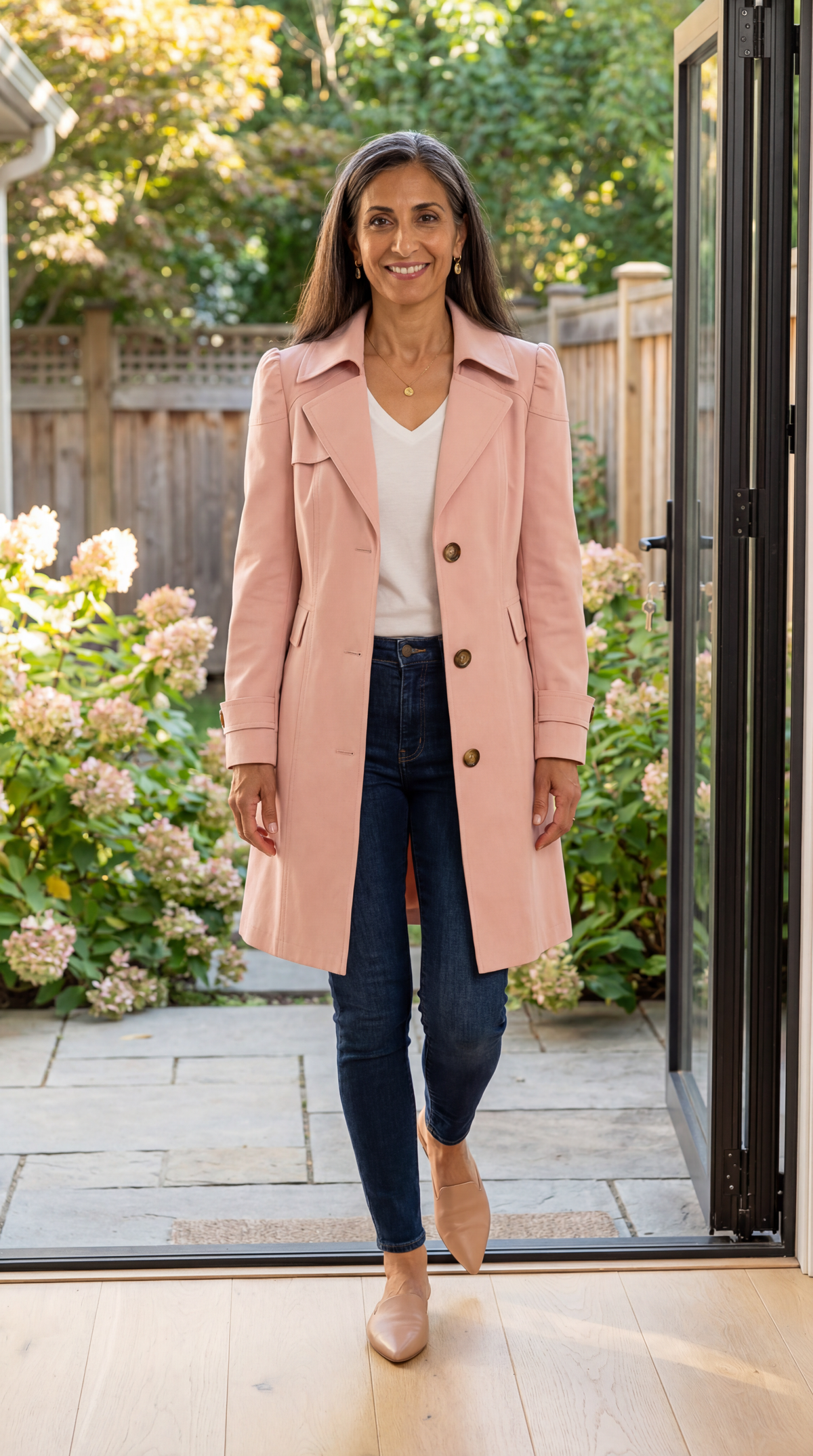 MAISON CHÉRIE | Abrigo trench mujer elegante rosa vintage – ligero y versátil