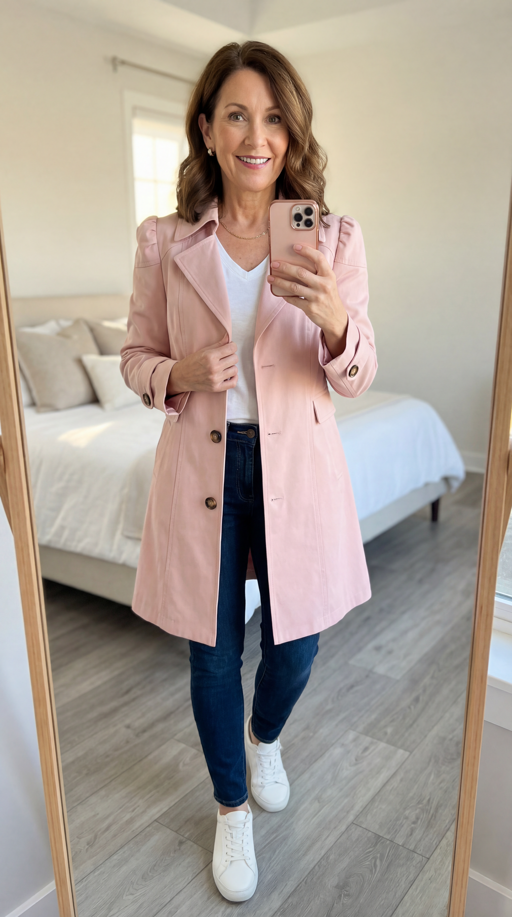 MAISON CHÉRIE | Abrigo trench mujer elegante rosa vintage – ligero y versátil