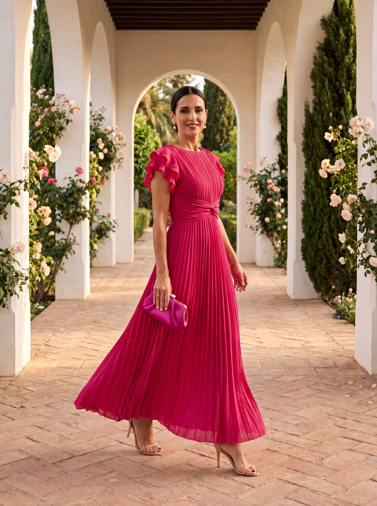 MAISON CHÉRIE | Vestido mujer elegante plisado para ocasiones especiales