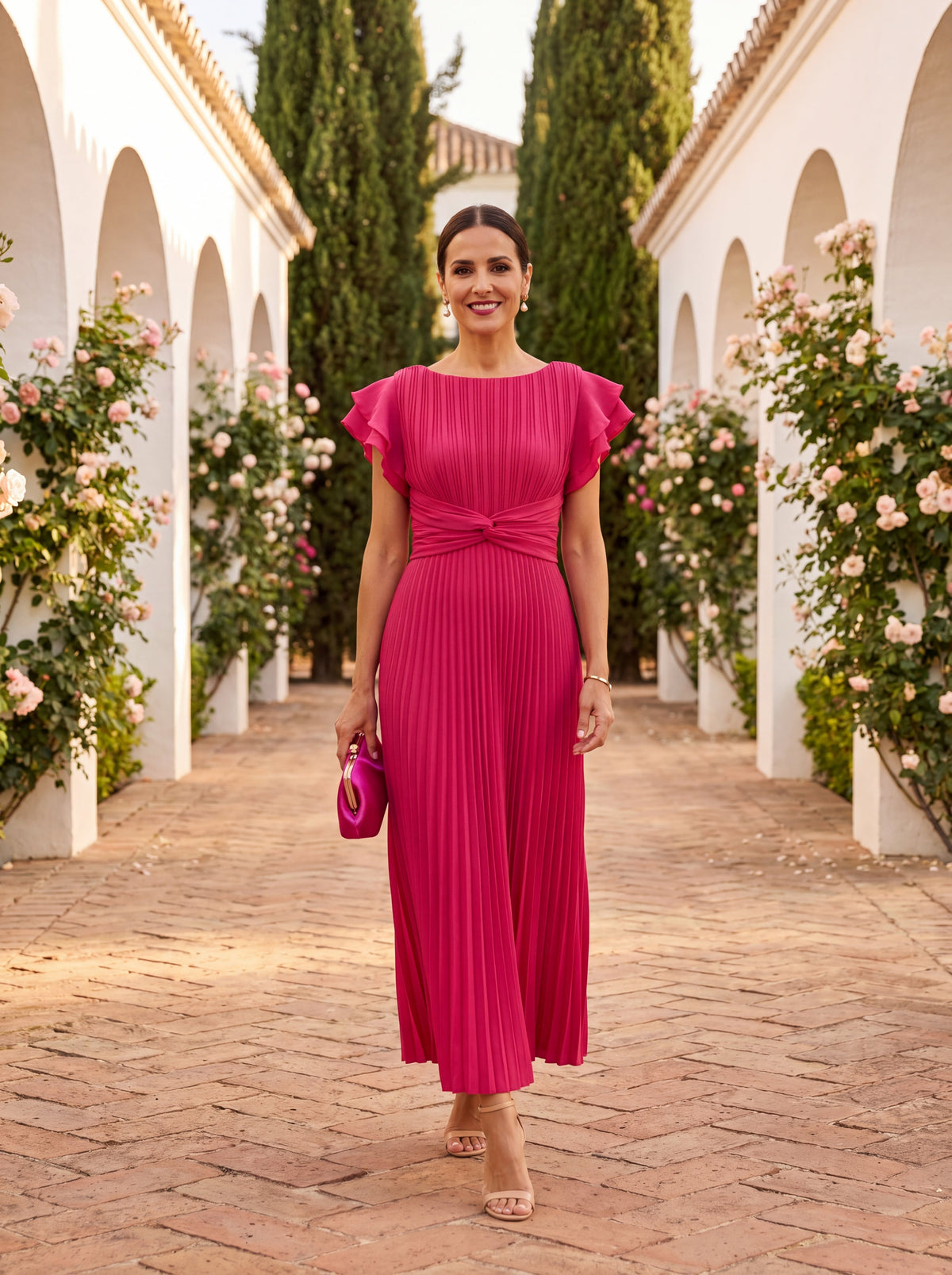 MAISON CHÉRIE | Vestido mujer elegante plisado para ocasiones especiales