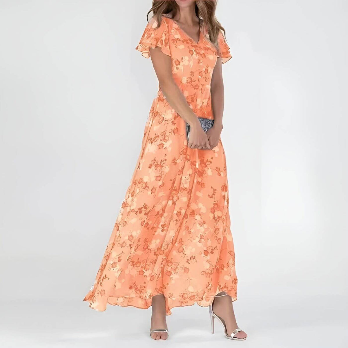 MAISON CHÉRIE | Vestido maxi mujer con estampado floral y escote en V