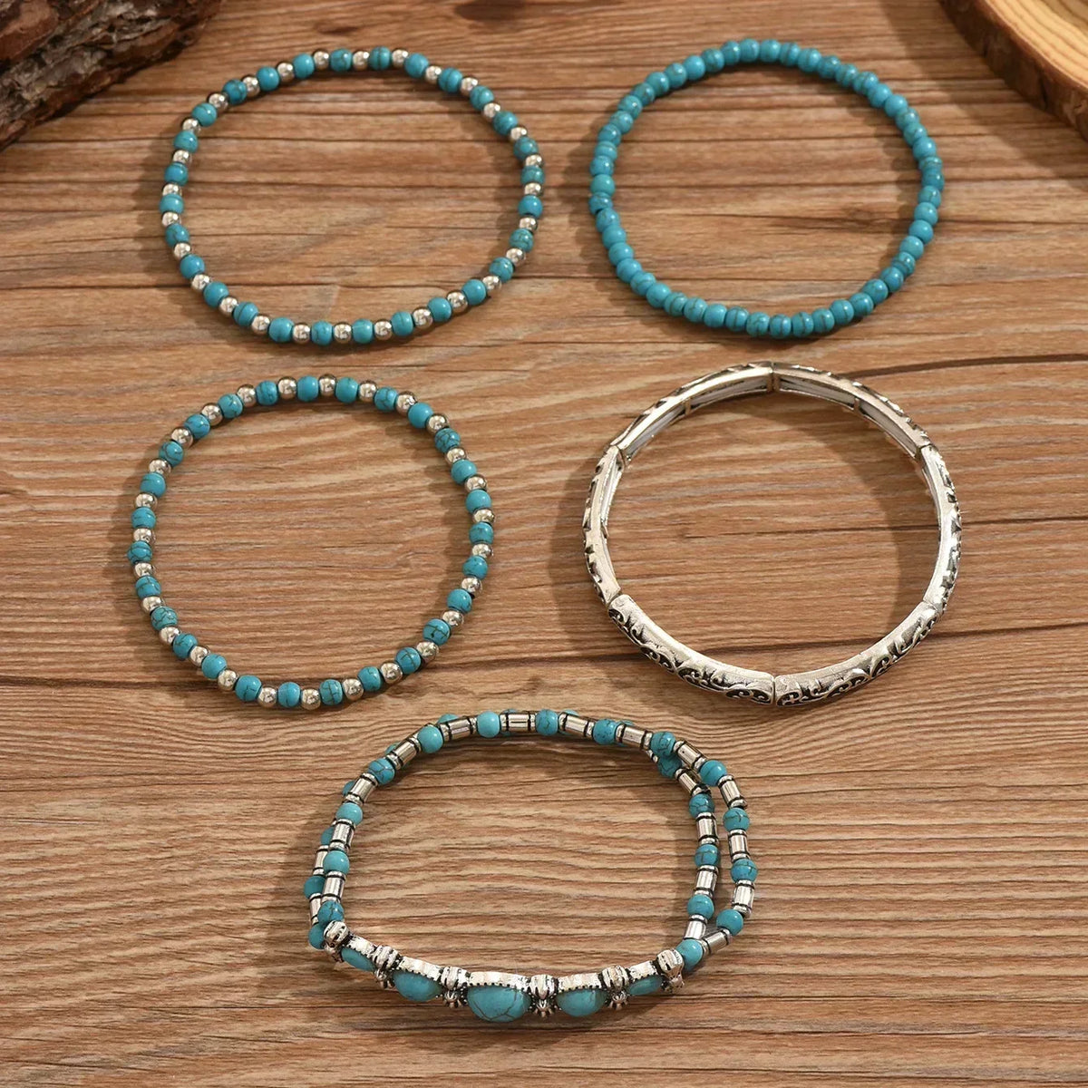 MAISON CHÉRIE | Conjunto de pulseras boho con perlas turquesa