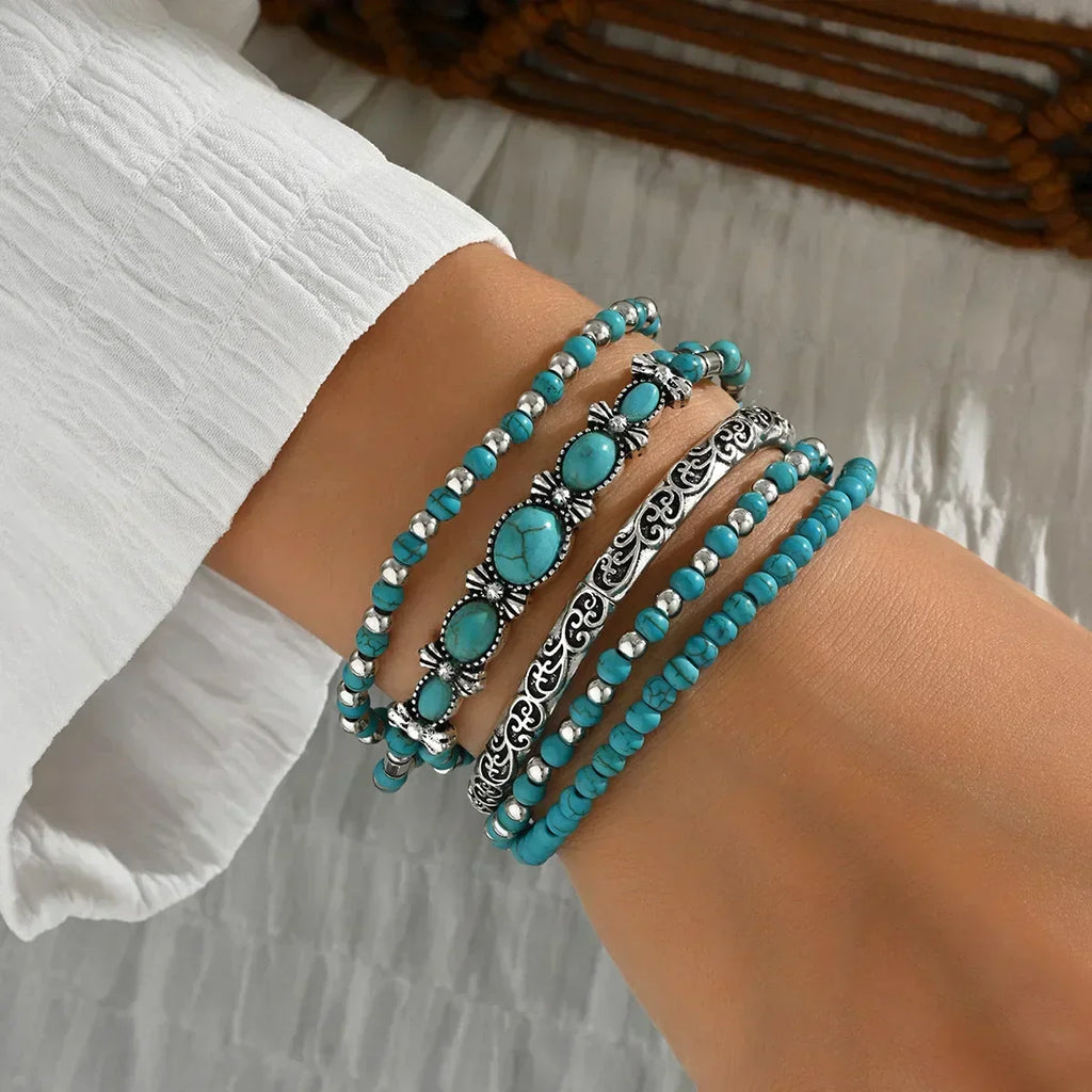 MAISON CHÉRIE | Conjunto de pulseras boho con perlas turquesa