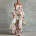 MAISON CHÉRIE | Vestido maxi floral para mujer con hombros descubiertos