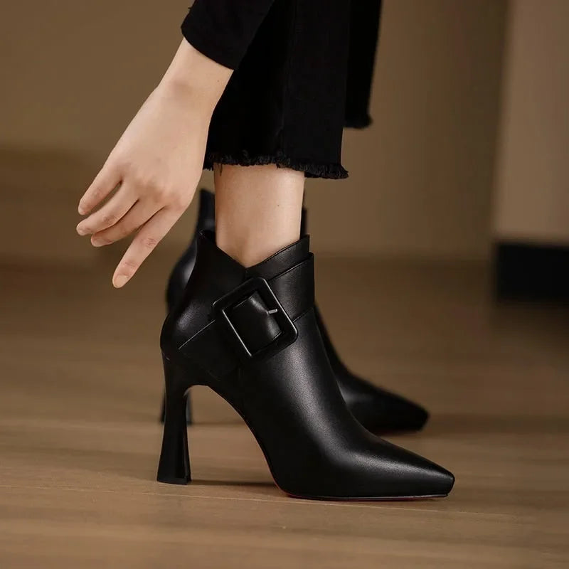 MAISON CHÉRIE | Botines Mujer Con Hebilla Y Tacón Alto – Calzado Elegante Para Uso Diario