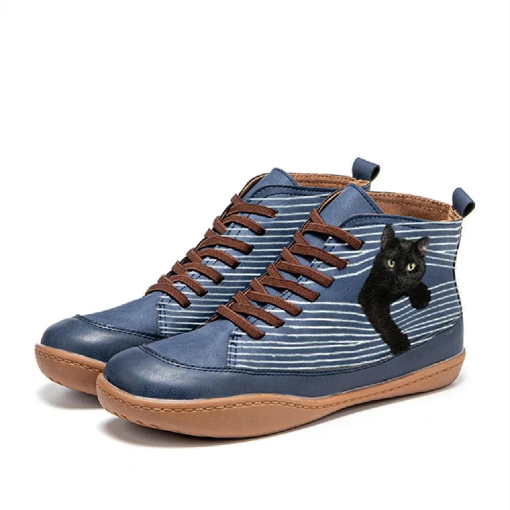 Botas Colette | Con Diseño de Gato, Botines Casuales para Otoño e Invierno
