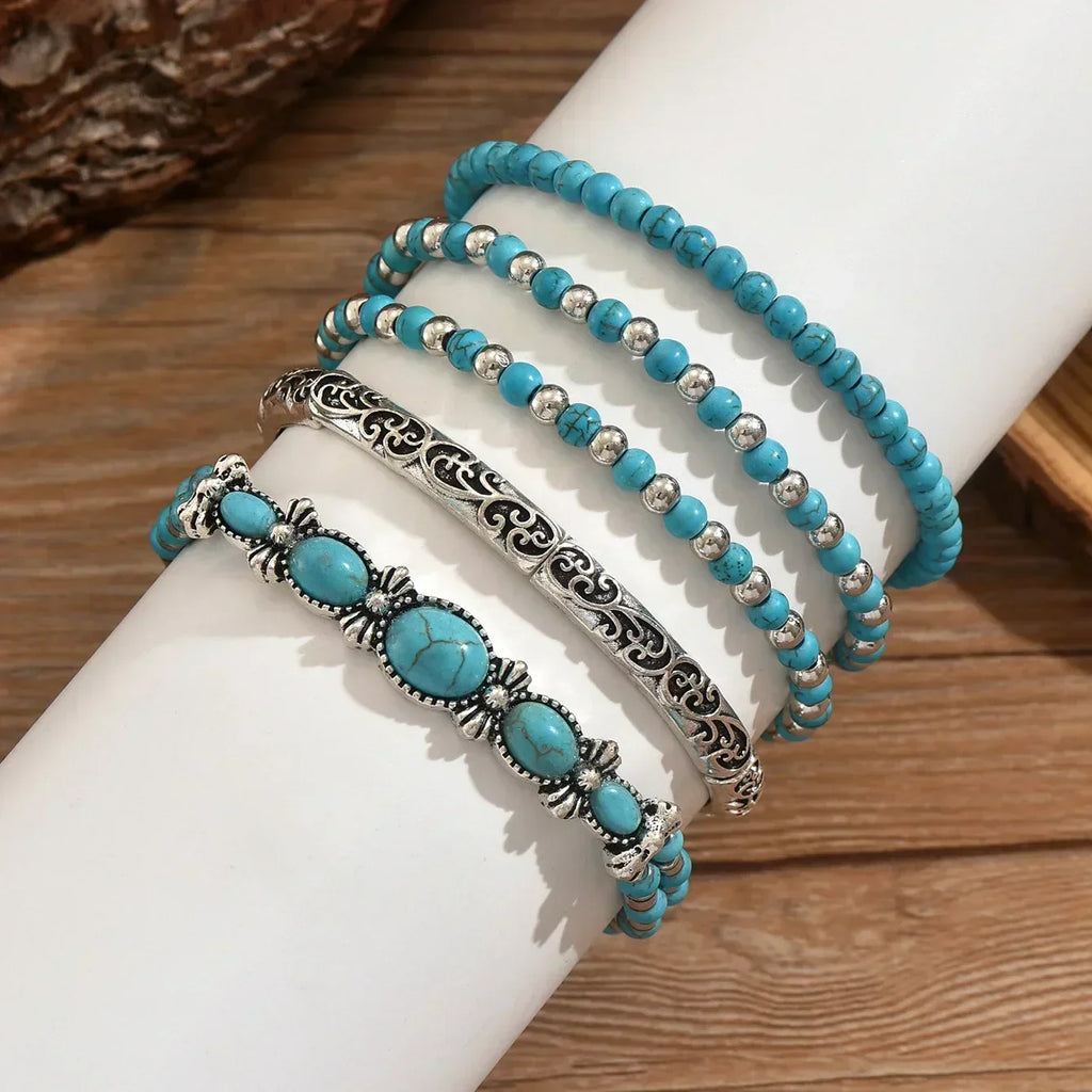 MAISON CHÉRIE | Conjunto de pulseras boho con perlas turquesa