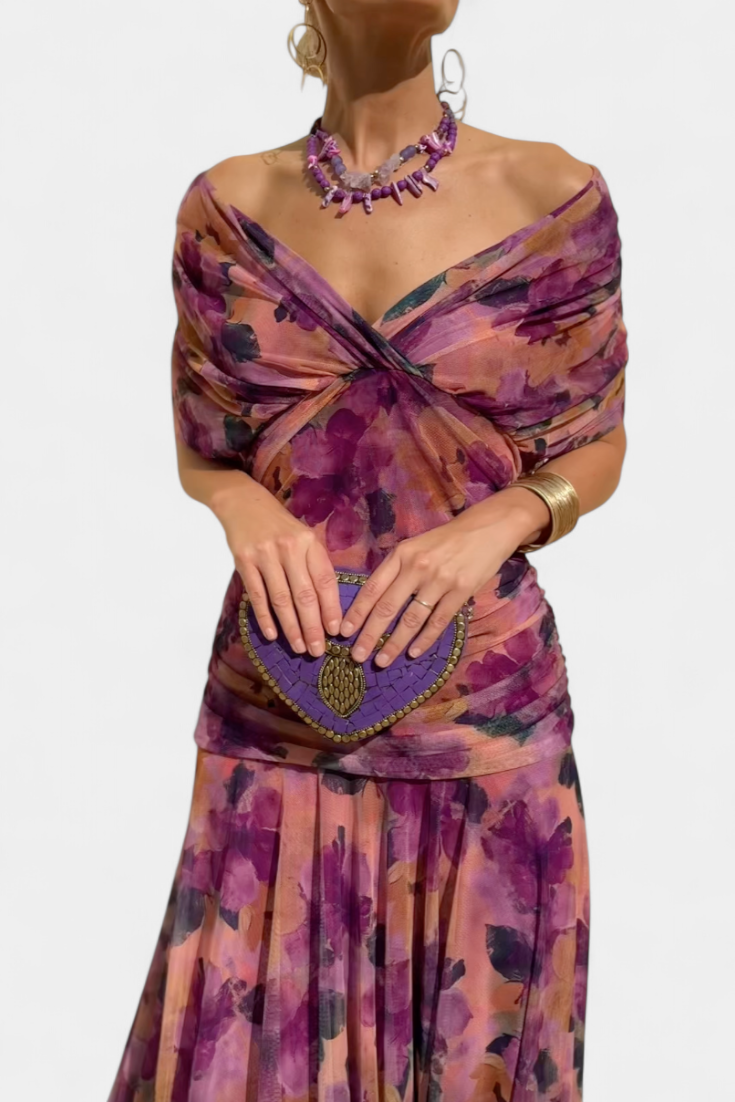 MAISON CHÉRIE | Vestido Largo Mujer Elegante Fluido – Escote V y Diseño Sofisticado