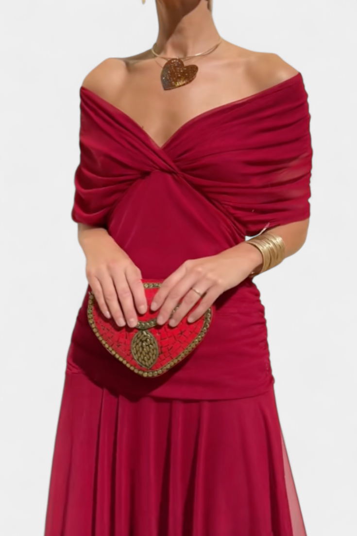 MAISON CHÉRIE | Vestido Largo Mujer Elegante Fluido – Escote V y Diseño Sofisticado